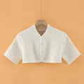 Cream white quilted shoulder protector for infants with embossed bear patterns and buttons - Size M [Recommended 40-47.5kg] / Top (Short Sleeve Stand Collar - Bear) / Off White