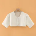 Cream quilted thermal shoulder protector wrap for neck and back warmth in winter - Size M [Recommended 40-47.5kg] / Top (Short Sleeve Round Neck - Heart) / Off White