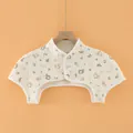 Quilted warm shoulder protector with cute cartoon elephant prints and snap buttons - Size M [Recommended 40-47.5kg] / Top (Sleeveless Stand Collar - Floral Elephant) / Off White