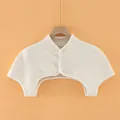 Quilted cotton baby shoulder warmer in beige with button closure for winter warmth - M / Top (Sleeveless Stand Collar) / Off White (Heart Print)