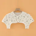Quilted cotton baby shoulder wrap in cream with elephant print and button closure - M / Top (Sleeveless Round Neck) / Off White (Floral Elephant Print)