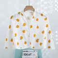 Lightweight cotton gauze nursing shawl with orange fruit print and button closure - Orange