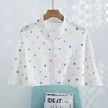 Cotton muslin baby shoulder shawl with white base and colorful heart and boat prints - Small Sailboat