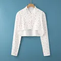 Cotton shoulder warmer with red strawberry print for postpartum and nursing comfort - M [recommended Weight: 80-100 Jin] / Long Sleeve Stand Collar Fresh Strawberry