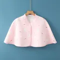 Pink quilted cotton shoulder wrap for women with rabbit prints and button closure - One Size / Pink Rabbit