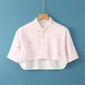 Pink cotton shoulder protector for babies featuring a cute rabbit and carrot pattern - M [recommended Weight: 80-100 Jin] / Short Sleeve Stand Collar Pink Rabbit