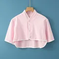 Coprispalle in cotone rosa per donna con tessuto morbido e finiture bianche - L / Manica Corta Collo In Piedi (Rosa)