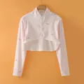 Gilet scaldaspalle in cotone rosa con stampa coniglio e carota e collo alla coreana - M / Manica Lunga Collo Alto / Coniglio Rosa