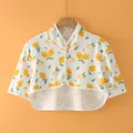 Short-sleeve cotton maternity nursing shawl featuring a bright yellow lemon print - M / Short Sleeve Stand Collar / Sweet & Sour Lemon
