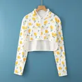 Short-sleeve cotton shoulder wrap with yellow lemon print and button front design - M [recommended Weight: 80-100 Jin] / Long Sleeve Stand Collar Sweet Lemon
