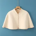 Quilted cotton shoulder wrap with stand collar and buttons for warmth in office or post-partum - One Size / Apricot