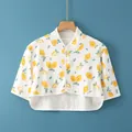 Short sleeve nursing shoulder wrap in white cotton with vibrant yellow lemon patterns - M [recommended Weight: 80-100 Jin] / Short Sleeve Stand Collar Lemon