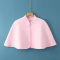 Quilted pink cotton shoulder warmer with diamond patterns and three button closure - One Size / Pink