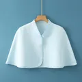 Quilted cotton shoulder warmer cape in light blue for air-conditioned rooms - One Size / Blue