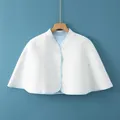 Breathable cotton baby cape with blue paw prints and button closure on blue background - One Size / Blue Paw Print