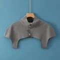 Grey high neck shoulder warmer with three buttons for neck and shoulder protection - M / Stand Collar / Dark Gray