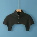 Black thermal shoulder warmer with stand collar and buttons for neck protection - M / Stand Collar / Black