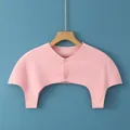 Light pink summer shoulder protector vest with buttons for air-conditioned rooms - M / Crew Neck / Pink