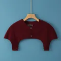 Burgundy thermal shoulder warmer vest in cationic knit fabric with double button closure - M / Crew Neck / Burgundy