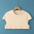 Seamless beige warm shoulder protector vest in thin elastic fabric for neck care - M / Vest Style / Nude