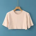 Pink thermal shoulder wrap in breathable fabric with seamless raw edge design - M / T-Shirts / Nude