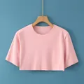 Pink cropped thermal shoulder protector vest in high-stretch seamless fabric - M / T-Shirts / Pink