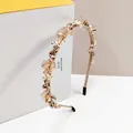 Elegante cerchietto con cristalli color champagne e perle in stile vintage di lusso - Stile Champagne (SY-33) / Champagne