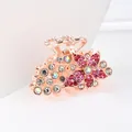 Elegant rose gold flower hair claw clip with pink and clear sparkling rhinestones - Flower Pink