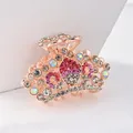 Sparkling crown hair claw clip with clear and pink rhinestones on a rose gold finish - Pink Crown