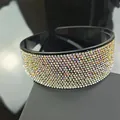Sparkly wide headband with colorful rhinestones and inner non-slip teeth for women - White And AB Colorful Gradient