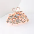 Rose gold hair claw clip with sparkling rhinestones in sweet flower and heart design - White with Flower