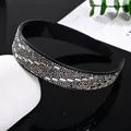 Diadema ancha de lujo vintage con brillantes de color gris y cristales transparentes - Estilo Flor de Ciruelo Gris Transparente
