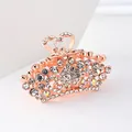 Sparkling rhinestone crown hair claw clip in rose gold metal with iridescent crystals - Crown White