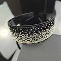 Wide headband with black and clear gradient rhinestones and non-slip inner teeth - Black And White Rhinestone Gradient