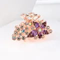 Sparkling rhinestone flower hair claw clip in rose gold with purple crystals - Flower Purple