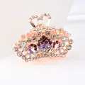 Rose gold crown hair claw clip with purple gradient rhinestones and crystals - Purple Crown