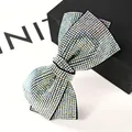 Luxury AB rhinestone bow tie with sparkling crystals for formal events on black gift box - Large Diagonal Cross Bow Tie / 12cm / AB Zircon