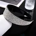 Glinsterende brede haarband met AB-strass-steentjes en antislip tanden, kleurrijk - Wit + AB Strass