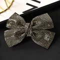 Pinza para el pelo con lazo y diamantes de imitación gris oscuro y plata en base negra - Cruz 9.5cm Gris Transparente