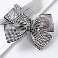 Elegante pinza para el pelo con diamantes de imitación AB arcoíris y diseño de lazo - Cruz 9.5cm Strass AB