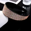 Sparkling champagne rhinestone headband with a wide black non-slip resin base for women - Champagne + AB Rhinestone