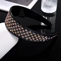 Sparkling wide headband with rose gold and blue rhinestones and anti-slip teeth - Navy + Champagne
