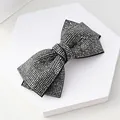 Pasador de pelo con lazo de cristal brillante y diamantes de imitación plateados - 12cm Grande Oblicuo Strass Gris Carbón