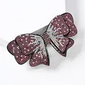 Fermaglio a fiocco con cristalli rosa e iridescenti dal design a doppio strato - Stile Farfalla a Doppio Strato / Viola