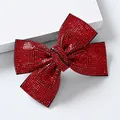 Pasador de pelo con lazo de diamantes de imitación rojos brillantes sobre fondo blanco - Cruz 9.5cm Rojo