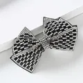 Fermaglio per capelli a fiocco con cristalli neri e brillanti strass bianchi - Stile Vetro Cristallo Farfalla / Nero con Strass Bianchi