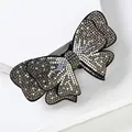 Pasador de pelo con lazo de cristal gris oscuro y diamantes de imitación brillantes - Doble Capa Strass Gris Transparente