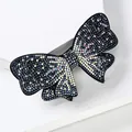 Pinza para el pelo con lazo de cristal brillante y pedrería multicolor negra - Doble Capa Strass Azul Marino