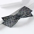 Pinza para el pelo con lazo negro brillante y diamantes de colores sobre bloque blanco - Rejilla Doble Capa Strass Marino