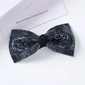 Pasador de pelo con lazo de diamantes de imitación azul marino y diseño de cristales - Lazo Simple Mediano Strass Marino Sólido